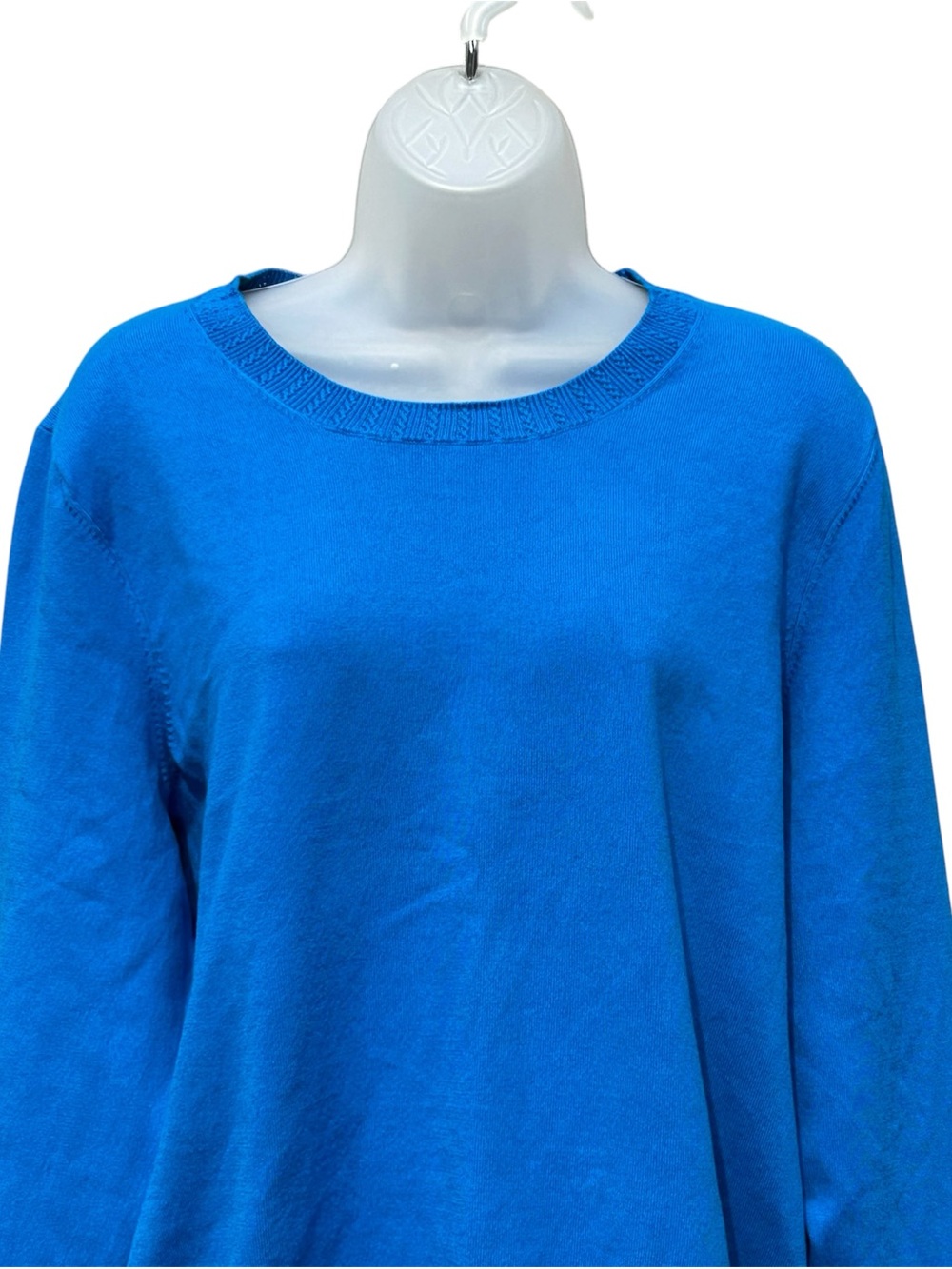 BODEN Women Size L Emilia Kingfisher Blue Cotton Blend Knit Crew Neck Sweater. - Picture 2 of 9